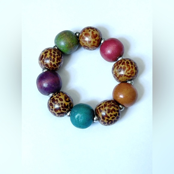 Handcrafted Ceramic Bead Bracelet - Multicolored, Earth Tones, Artisan Crafted - Picture 1 of 2